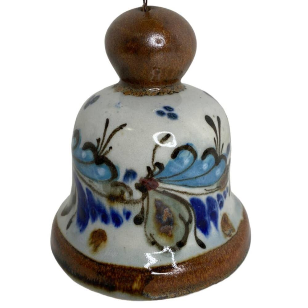 Vintage Pottery Of Mexico Bell Hand Painted Signed